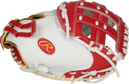 33 Inch Rawlings Liberty Advanced Color Series RLACM33FPS Women's White/Scarlet/Gold Fastpitch Softball Catcher Mitt 5 33 Inch Rawlings Liberty Advanced Color Series RLACM33FPS Women's White/Scarlet/Gold Fastpitch Softball Catcher Mitt - Image 3